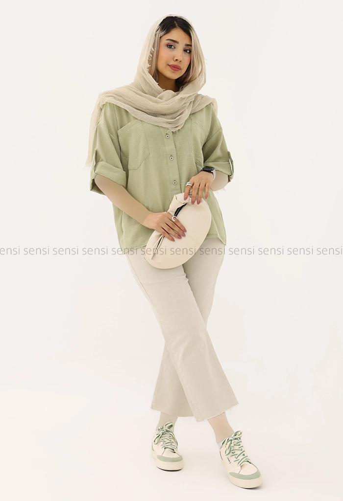 شومیز لینن زارا پاگون کد1005345